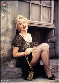 Marilyn in fishnets-a classic look.